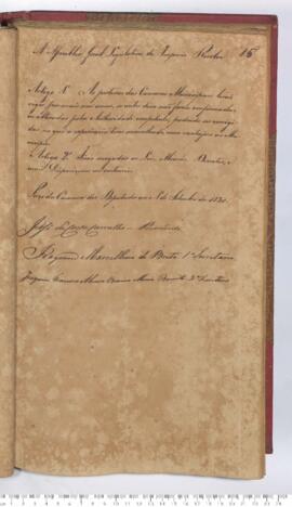 Autógrafo da Resolução de 01-09-1830 sobre o Vigor das posturas das Câmaras Municipais