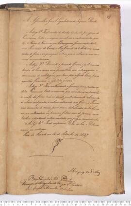 Autógrafo de 10-09-1827 do Decreto da Assembleia Geral Legislativa sobre a Isenção de Direito de Entrada de Comestíveis e Medicamentos nas Províncias do Ceará e Rio Grande do Norte