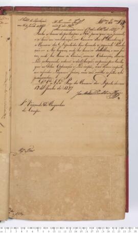 Autógrafo da Resolução de 12-06-1827 sobre a Ordenação das distribuições dos processos nos Lugares e Juízos com apenas um Tabelião e Escrivão