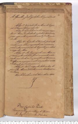 Autógrafo de 05-11-1827 do Decreto da Assembleia Geral Legislativa sobre a Extinção das Mesas da Inspeção do Açúcar, Tabaco e Algodão