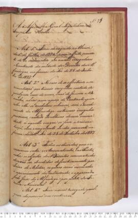 Autógrafo da Resolução de 03-09-1828 sobre a Regulação do modo de arrematar por anos irregulares o Contrato da metade dos Direitos das Alfândegas