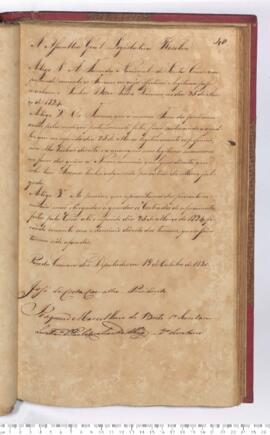 Autógrafo da Resolução de 19-10-1830 sobre a Delimitação dos Terrenos da Fazenda Nacional de Santa Cruz