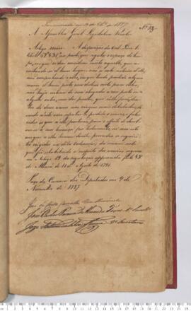 Autógrafo da Resolução de 09-11-1827 sobre a Regulação do tempo e espaço de ausentes ou mortos em embarcações