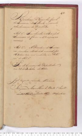 Autógrafo da Resolução de 23-10-1830 sobre o Aumento da Dotação do Seminário da Glória