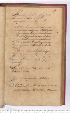 Autógrafo da Resolução de 18-10-1830 sobre a Criação da Freguesia de São Joaquim