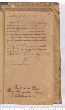 Autógrafo de 28-09-1827 do Decreto da Assembleia Geral Legislativa sobre o Legado Pio referente ao Hospital Real de São José da Cidade de Lisboa