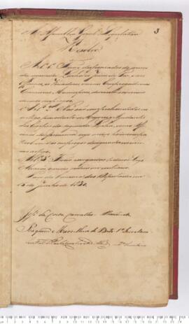 Autógrafo da Resolução de 15-06-1830 sobre a Dispensa dos serviços de segunda linha.