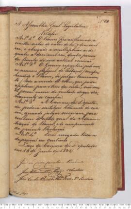 Autógrafo da Resolução de 16-06-1828 sobre a Permissão para emissão de notas pelo Banco