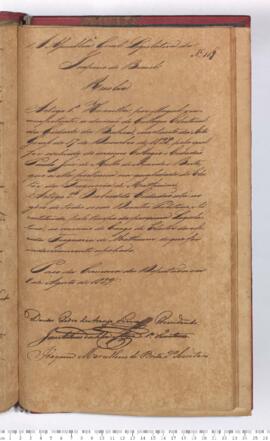 Autógrafo da Resolução de 08-08-1829 sobre a Decisão do Colégio Eleitoral da Cidade da Bahia excluindo Paulo José de Mello de Azevedo e Brito