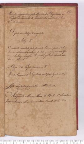 Autógrafo de 27-08-1830 sobre o Contrato de locação de serviços