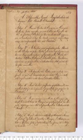 Autógrafo da Lei de 22-07-1826 sobre as Cartas de Cirurgião, ou Cirurgião Formado, nas Escolas de Cirurgia do Rio de Janeiro e Bahia