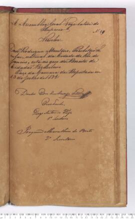 Autógrafo da Resolução de 13-07-1829 sobre a Declaração dos Direitos de Cidadão Brasileiro a José Rodrigues Monteiro