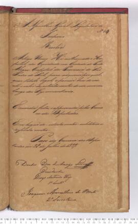 Autógrafo da Resolução de 28-07-1829 sobre a Dispensa das leis de amortização a favor do Hospital de Caridade da Cidade de Porto Alegre, Capital da Província de São Pedro do Sul