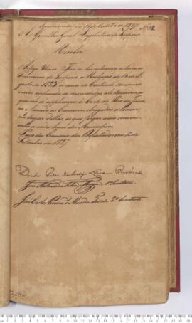 Autógrafo da Resolução de 12-09-1827 sobre a Extensão para todas as Províncias da Resolução de 16-08-1823