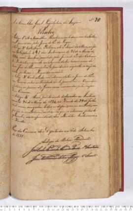 Autógrafo da Resolução de 06-09-1828 sobre a Determinação de que todos os trabalhos das Assembleias Paroquiais sejam presididos pelos Juízes de Paz do Lugar