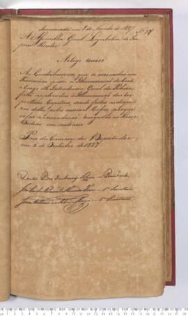 Autógrafo da Resolução de 05-10-1827 sobre as Contribuições arrecadadas para iluminação aplicada as Capitais