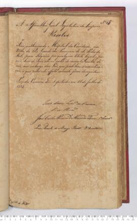 Autógrafo da Resolução de 11-07-1828 sobre a Dispensa das leis de amortização a favor do Hospital de Caridade da Vila do Rio Grande na Província de São Pedro do Sul