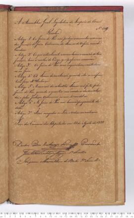 Autógrafo da Resolução de 11-08-1829 sobre a Declaração não permitindo o acúmulo de funções pelos Juízes de Paz