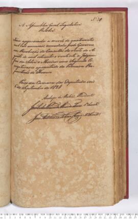 Autógrafo da Resolução de 06-09-1828 sobre a Concessão de aposentadoria a Joaquim José da Silva e Menezes