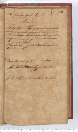 Autógrafo da Resolução de 27-09-1827 sobre a Aprovação de aposentadoria concedida à Marcos Antonio Bricio, Escrivão na Junta da Fazenda na Província do Ceará